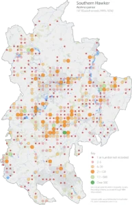 Southern Hawker Bedfordshire distribution map